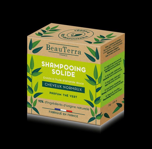 BeauTerra Champú sólido Té verde para Cabello normal 75 gr