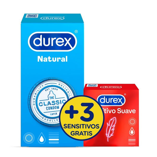 Durex Pack Preservativo Natural 12 uds + Sensitivo Suave 3 uds de Regalo