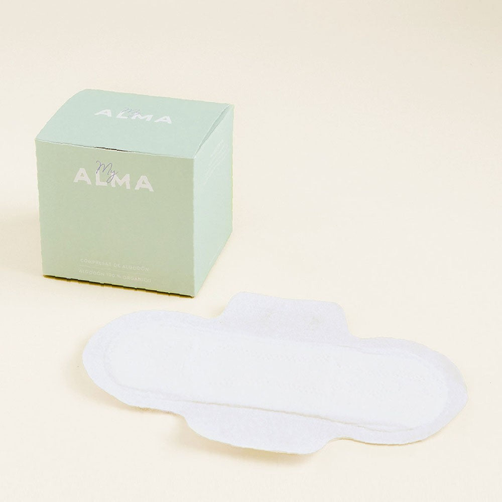 MyAlma Compresas 100% Algodón Absorción Súper 12 unidades