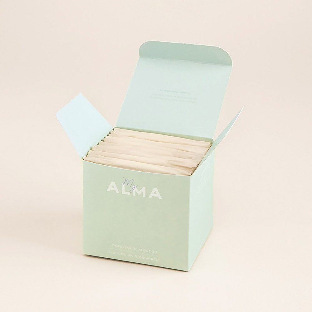 MyAlma Compresas 100% Algodón Absorción Súper 12 unidades