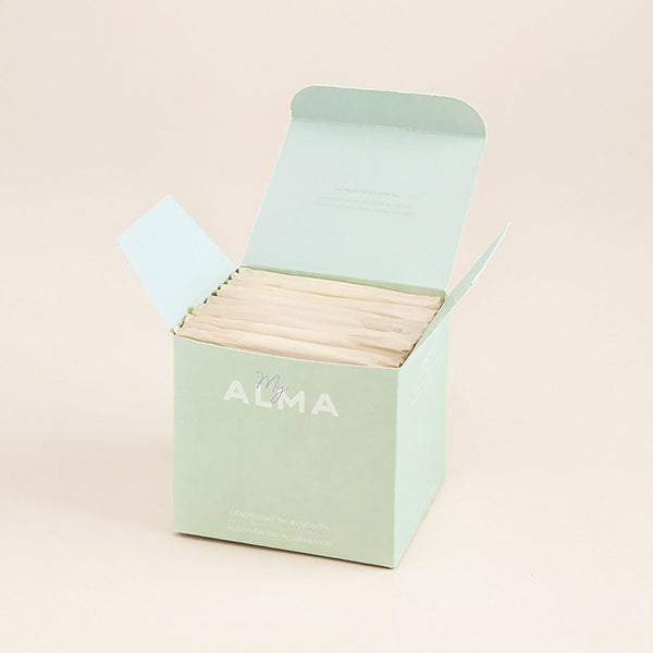 MyAlma Compresas 100% Algodón Absorción Súper 12 unidades