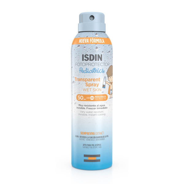 Fotoprotector Isdin Transparent Spray Wet Skin Pediatrics SPF 50 250 ml