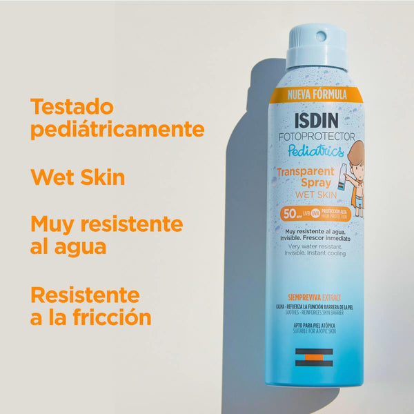 Fotoprotector Isdin Transparent Spray Wet Skin Pediatrics SPF 50 250 ml