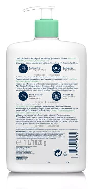 Cerave Gel Limpiador Espumoso Familiar 1000 ml