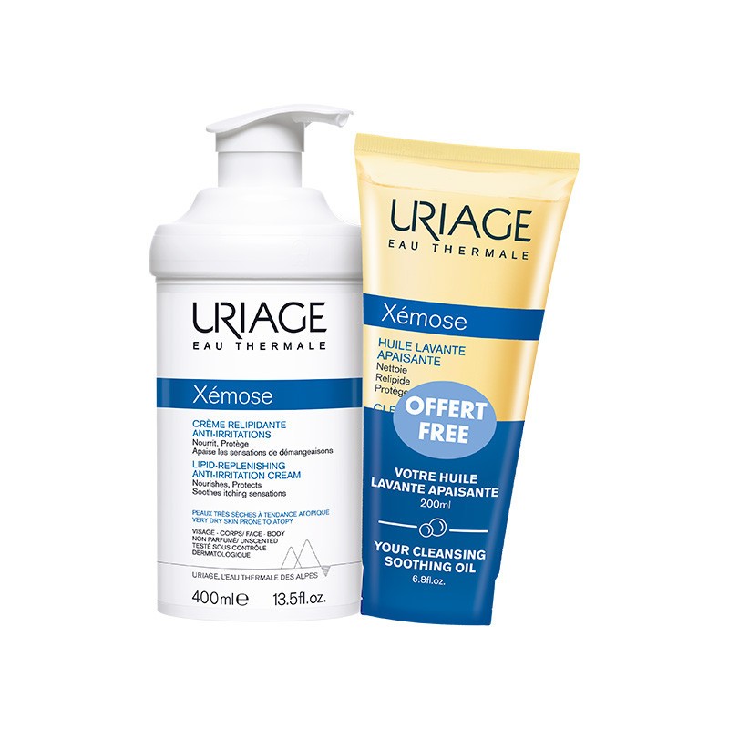 Uriage Xémose Crema Relipidizante Anti-irritaciones 400 ml + Aceite limpiador 200 ml