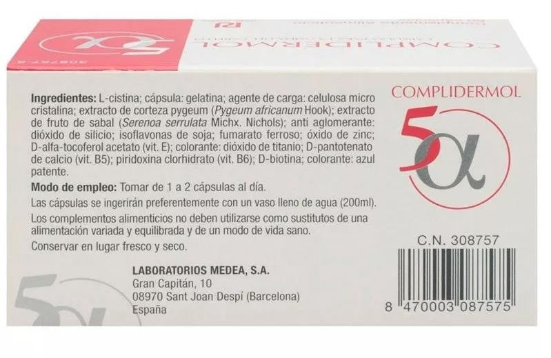 Complidermol 5 Alfa 60 Cápsulas Anticaída del Cabello