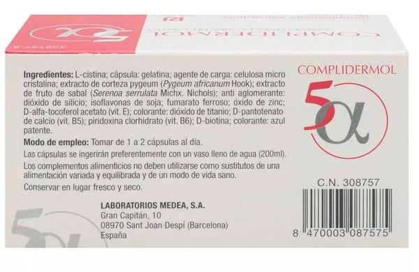 Complidermol 5 Alfa 60 Cápsulas Anticaída del Cabello