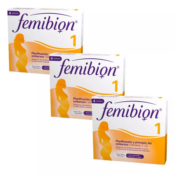 Pack Femibion 1 Planificación y Principio del Embarazo con Ácido Fólico 3 x 28 comprimidos