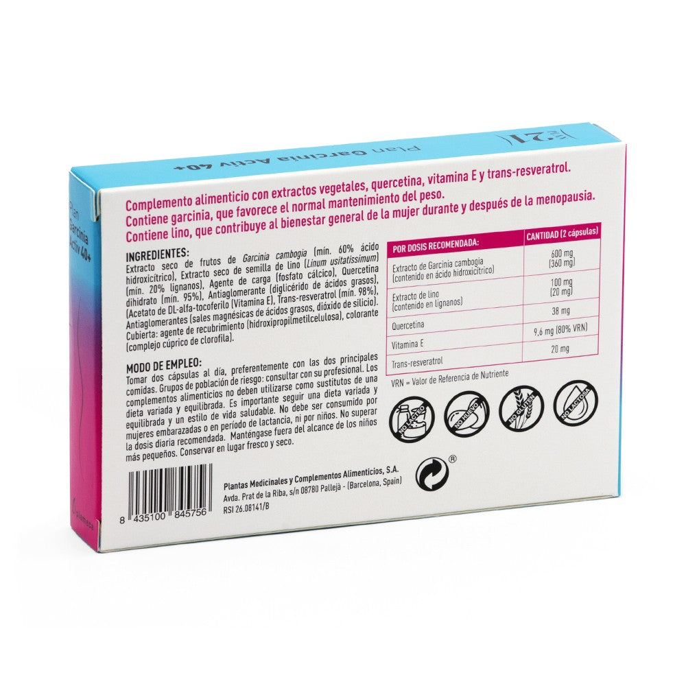 Plameca Plan Garcinia Activ 40+ 60 cápsulas vegetales