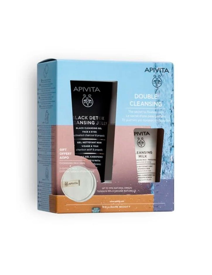 Duplo Apivita Set Black Detox Cleansing Jelly + Cleansing Milk