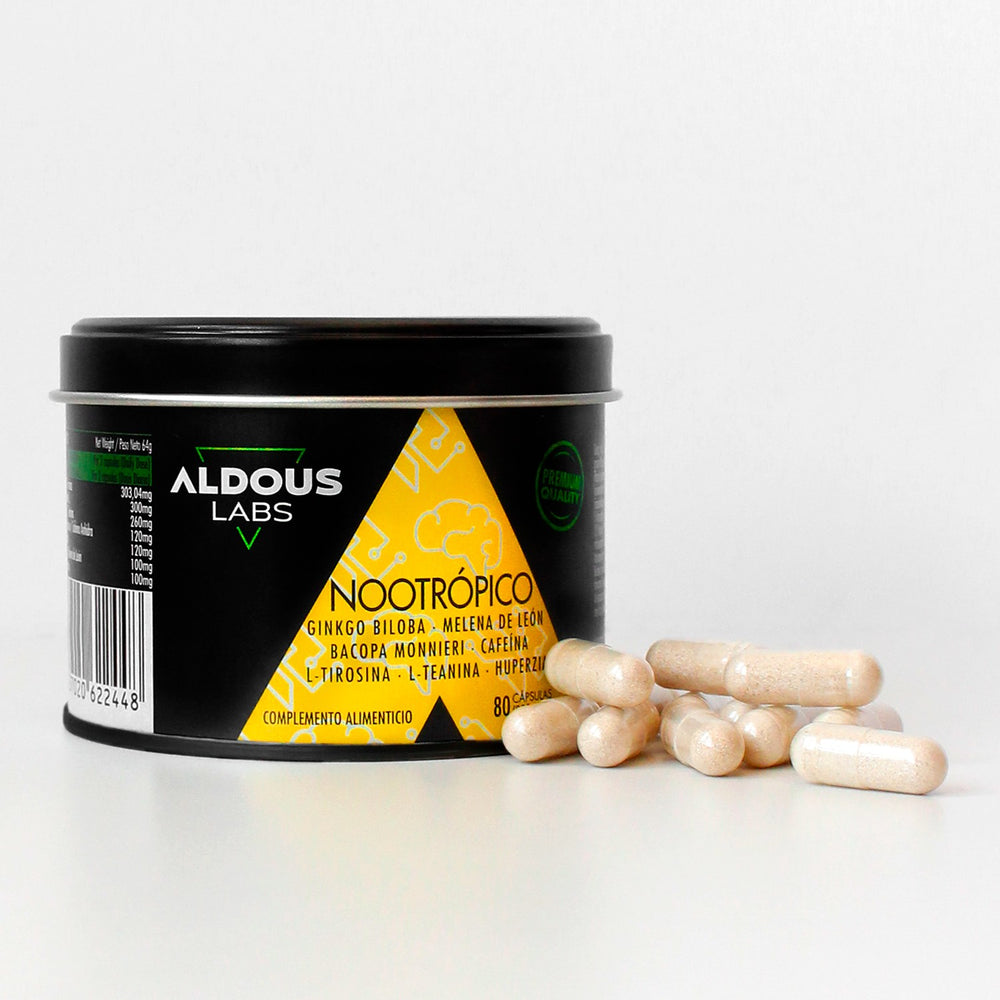 Aldous Nootrópico Natural con Ginkgo Biloba, Bacopa, Tirosina, Teanina