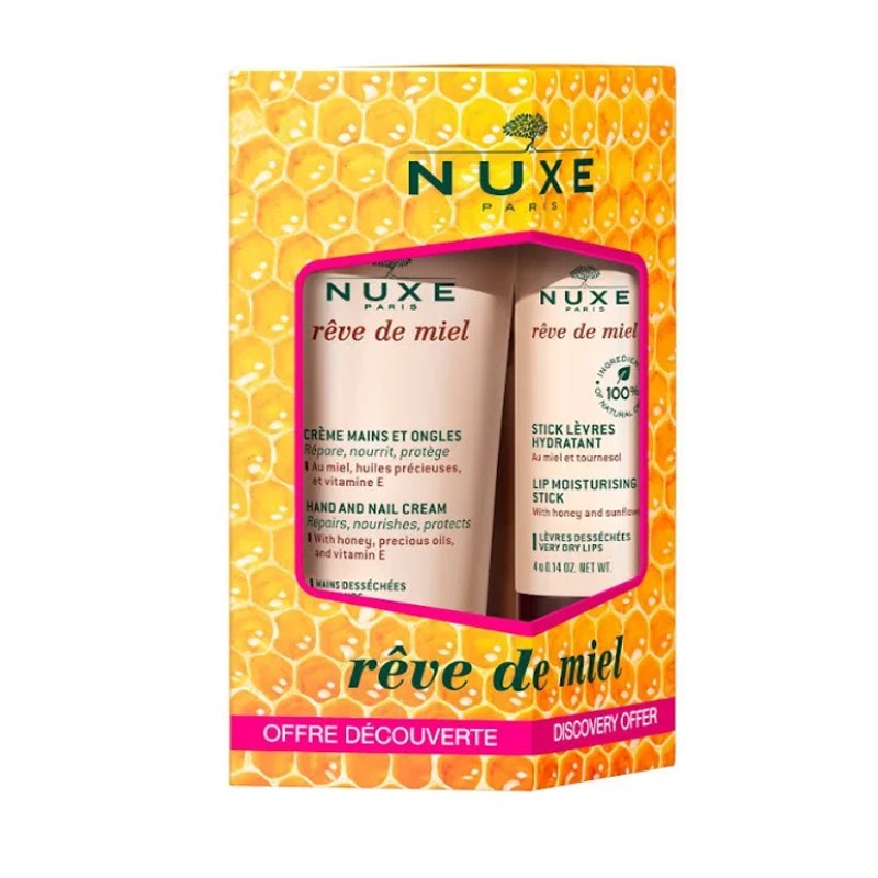 Nuxe Crema de Manos y Uñas Reparadora + Stick de labios Hidratante Rêve de Miel