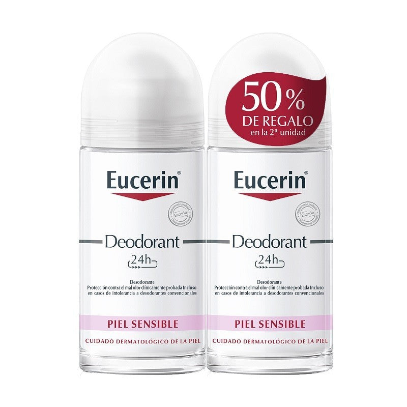 EUCERIN Desodorante Piel Sensible 24H Roll-On DUPLO 2x50ml