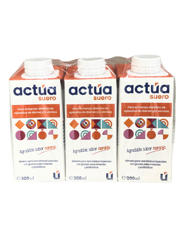 Actua Suero Oral Sabor Naranja 3x200 ml