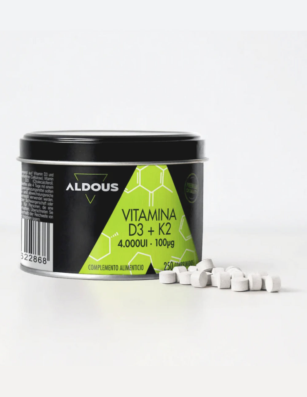 Aldous Vitamina D3 1000 UI + K2 250 comprimidos