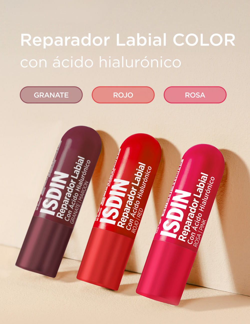 ISDIN Reparador labial con Ácido hialurónico color ROJO 4 g