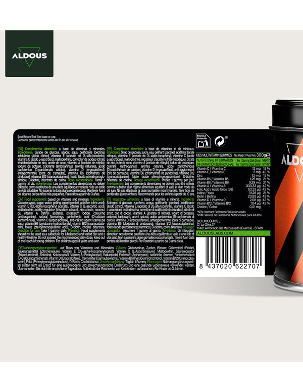 Aldous Multivitaminas para niños en gominolas 120 gummies