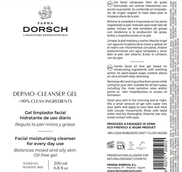 Farma Dorsch Gel Limpiador Piel Grasa o con Tendencia Acné 200 ml