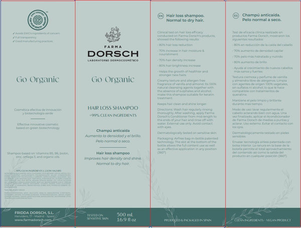 Farma Dorsch Go Organic Champú Anti-caída pelo seco 500 ml