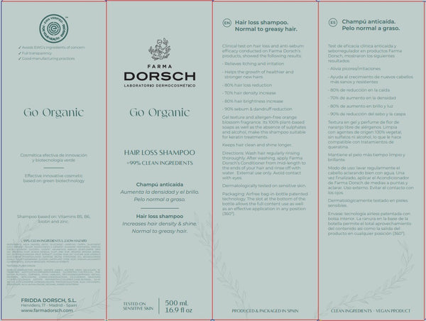 Farma Dorsch Go Organic Champú Anticaída Pelo normal a graso 500 ml