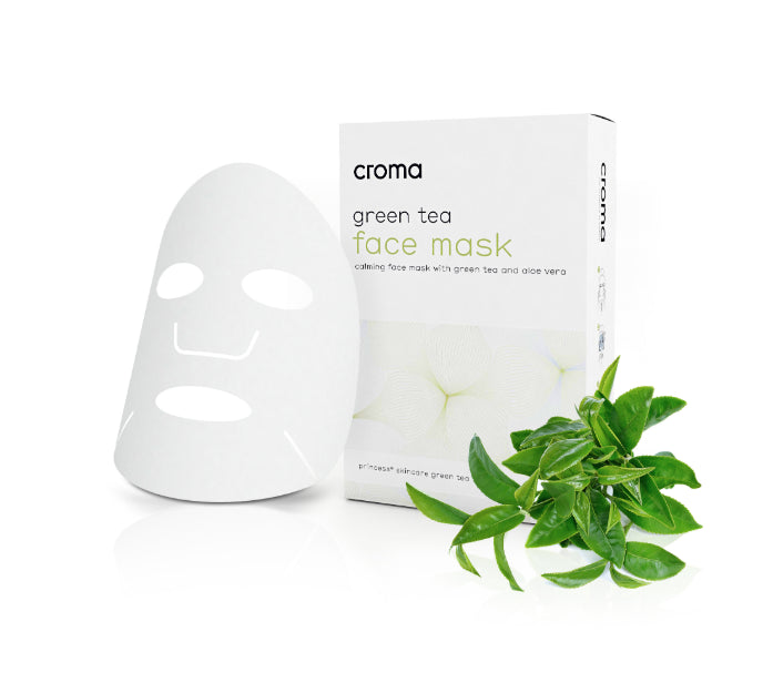 Mascarilla facial CROMA calmante con té verde y aloe vera (8uds)