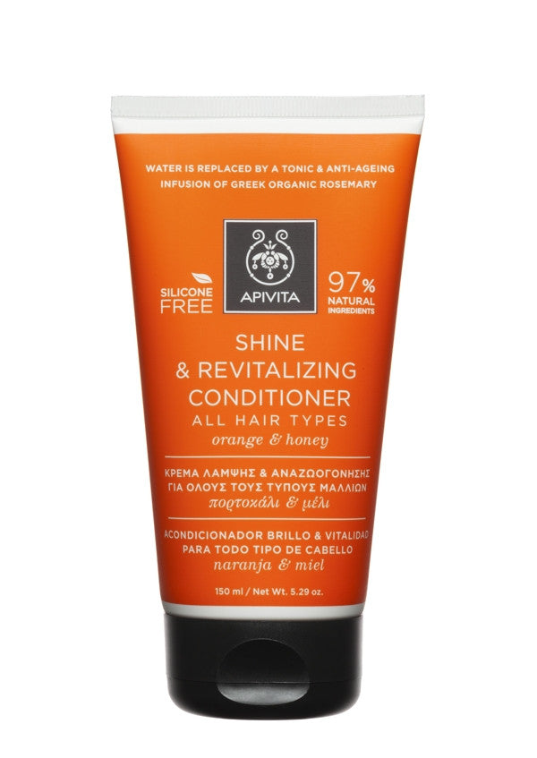 APIVITA ACONDICIONADOR BRILLO Y VITALIDAD PARA TODO TIPO DE CABELLO con naranja y miel 150 ml