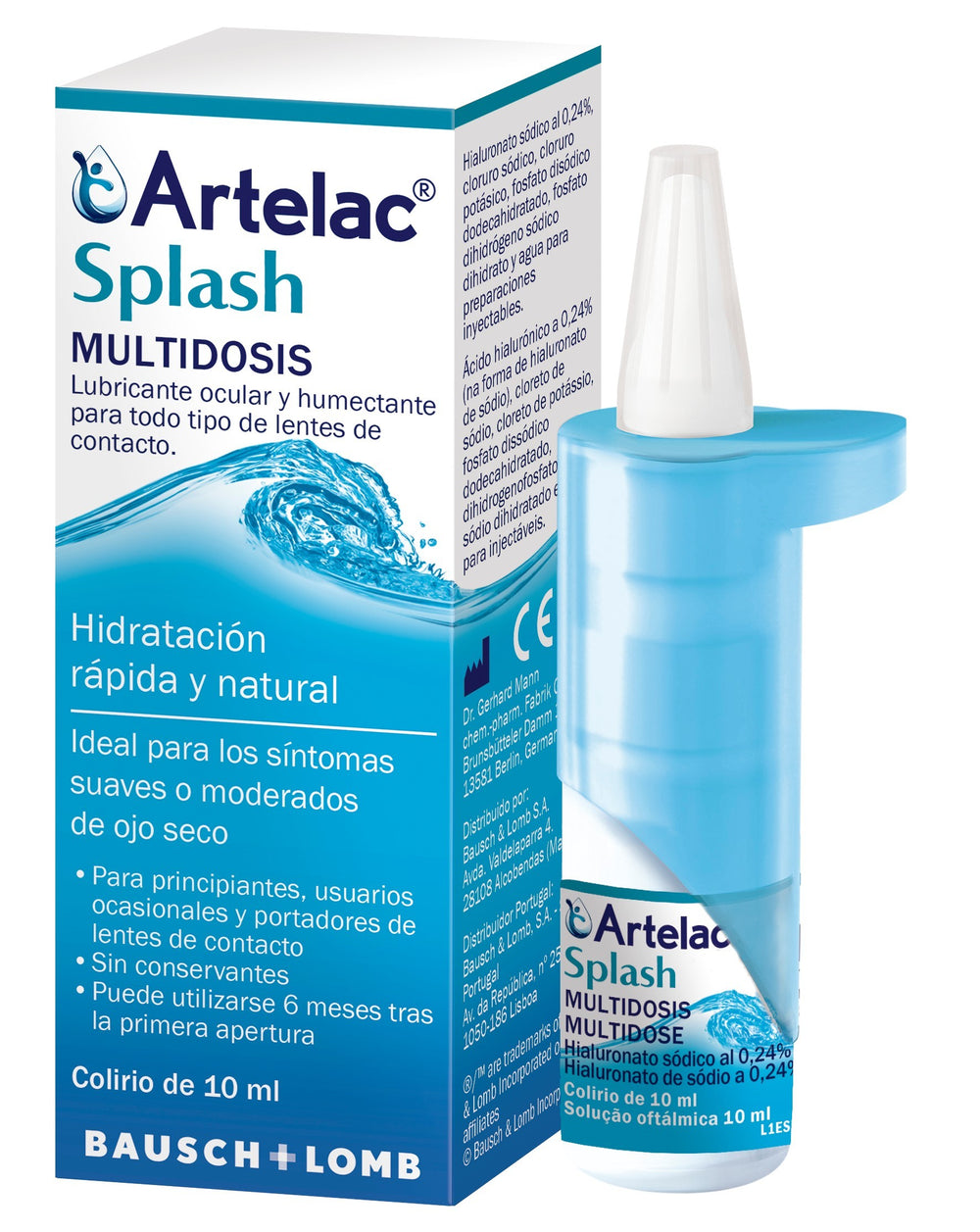 Artelac Splash Colirio para ojo seco 10 ml | No contiene conservantes.