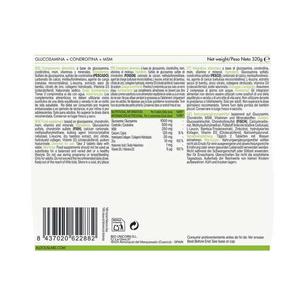 Aldous Complemento alimenticio Glucosamina 200 comprimidos