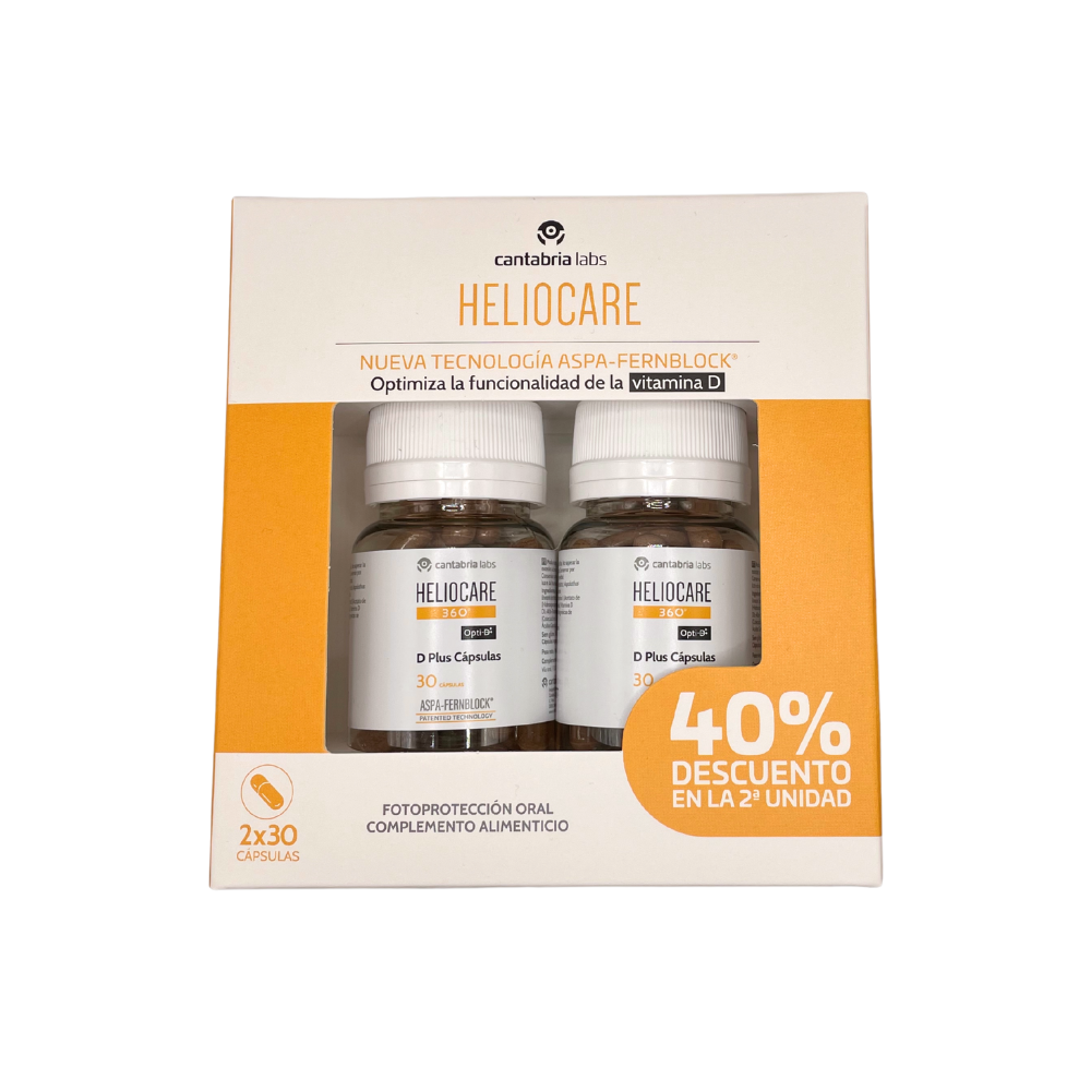 Heliocare Pack D Plus Fotoprotección oral 2x30 cápsulas