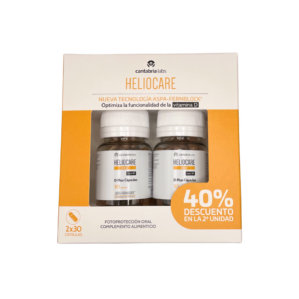 Heliocare Pack D Plus Fotoprotección oral 2x30 cápsulas