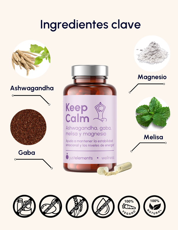Ashwagandha con Magnesio Keep Calm Just Elements Wellness 120 cápsulas