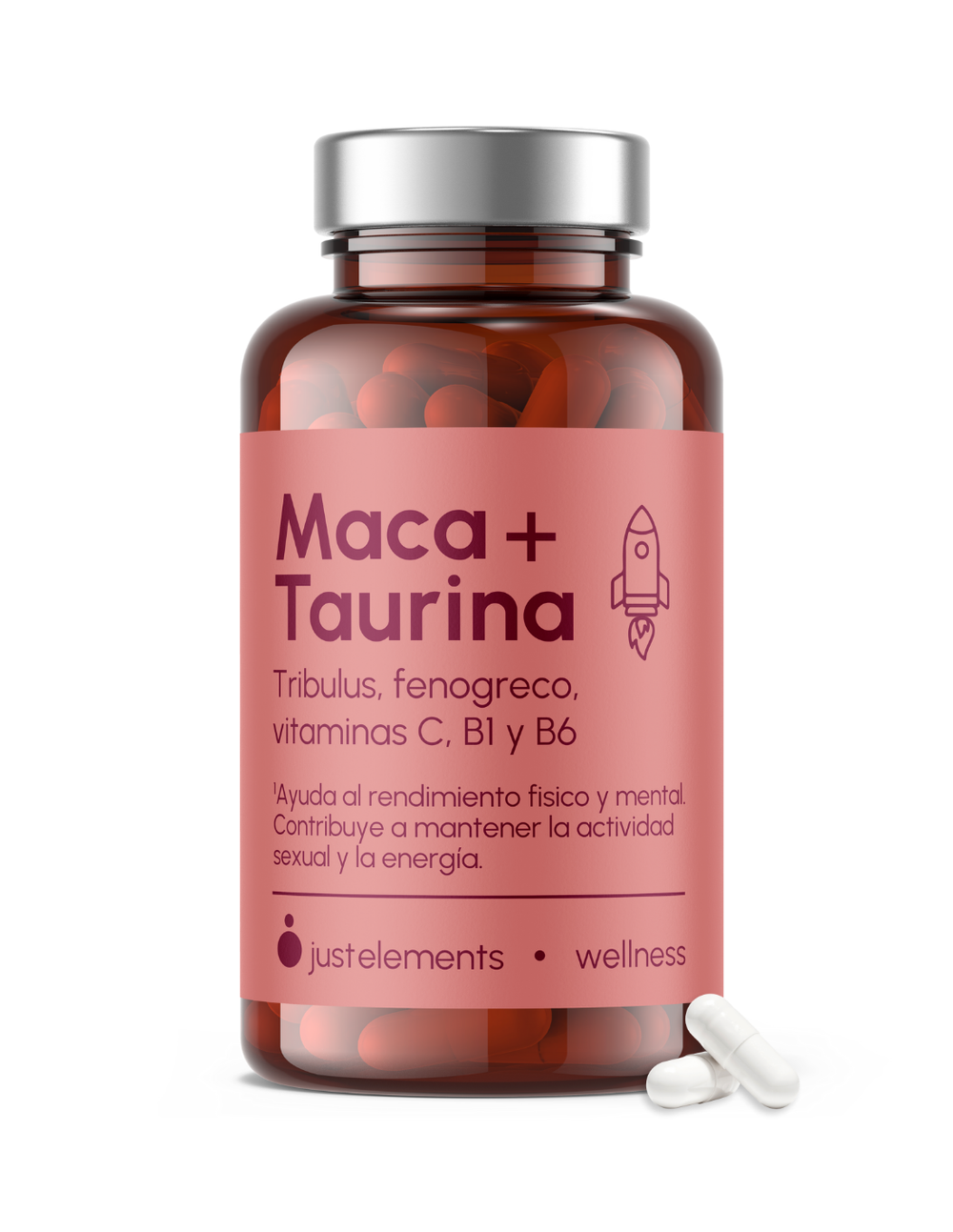 Maca + Taurina Just Elements Wellness 120 cápsulas - Aumenta tu rendimiento fisico
