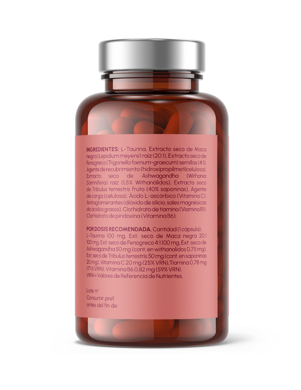 Maca + Taurina Just Elements Wellness 120 cápsulas - Aumenta tu rendimiento fisico