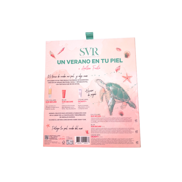 SVR Pack Verano x Aretha Fusté Eau Solaire Sun Secure 200 ml + Blur Sun Secure + Creme HPPI Cicavit+ 40  ml + Neceser de regalo