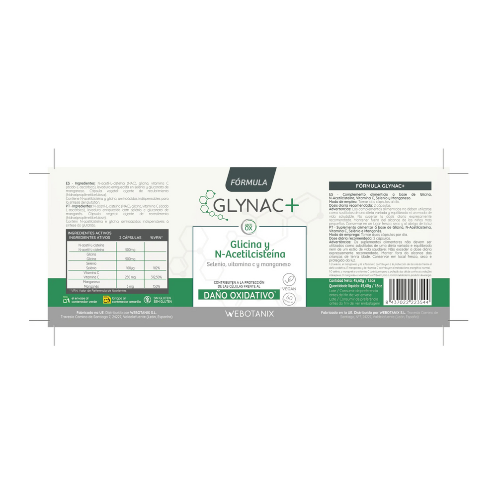 WeBotanix GlyNAC Fórmula 60 cápsulas 8437022223544