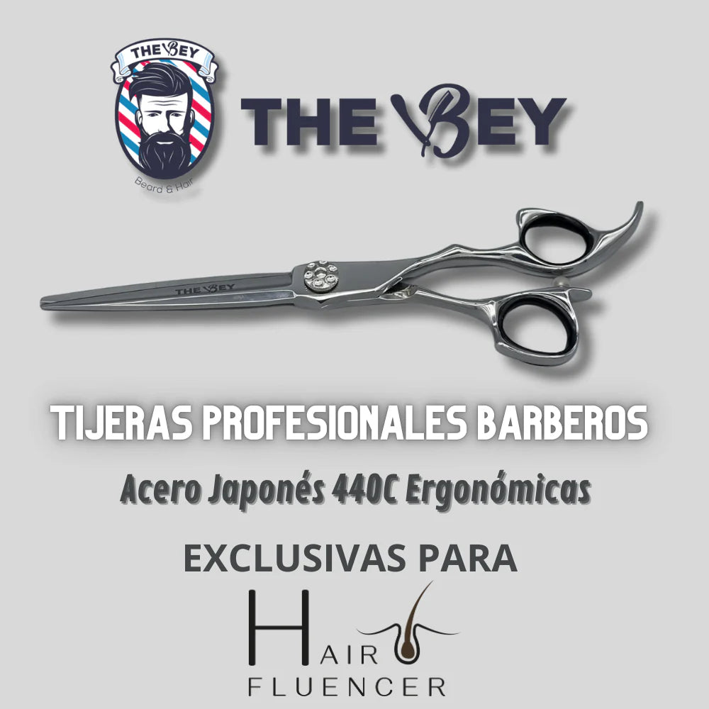Hairfluencer The Bey tijeras profesionales barbero acero japonés 440C 6,5"
