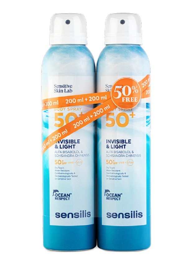 Sensilis Body Spray SPF50+ Invisible & Light Duplo 2x200 ml