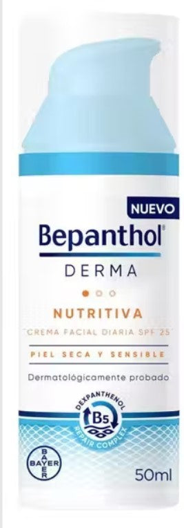 Pack Bepanthol Derma Crema Facial Nutritiva Diaria SPF 25 50 ml + Regalo Limpiador 200 ml