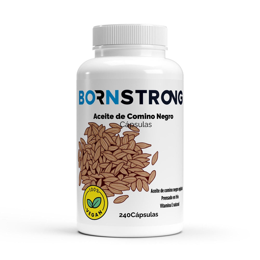 Bornstrong Aceite egipcio de comino negro Black Seed Oil 240 cápsulas blandas veganas