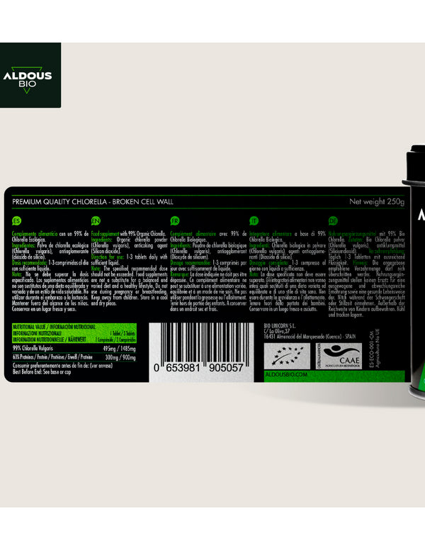 Aldous Chlorella Ecológica 1500 mg 500 comprimidos