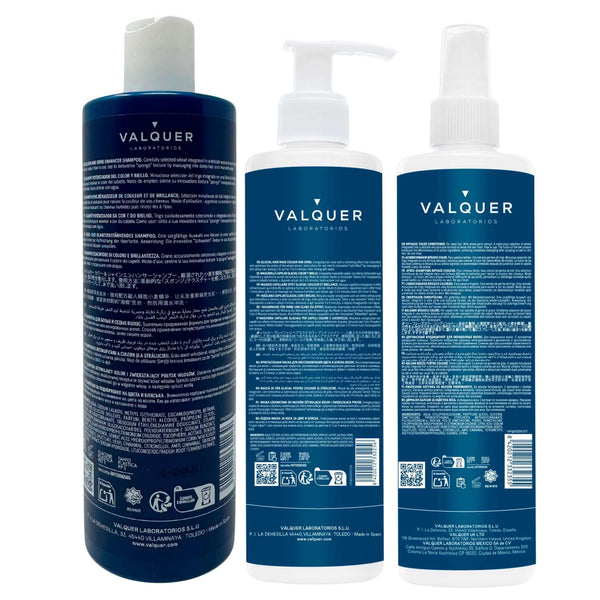 Valquer Pack Potenciador color y brillo para Cabellos Teñidos - Champú, Mascarilla y Acondicionador Bifásico - 1000 ml - 5