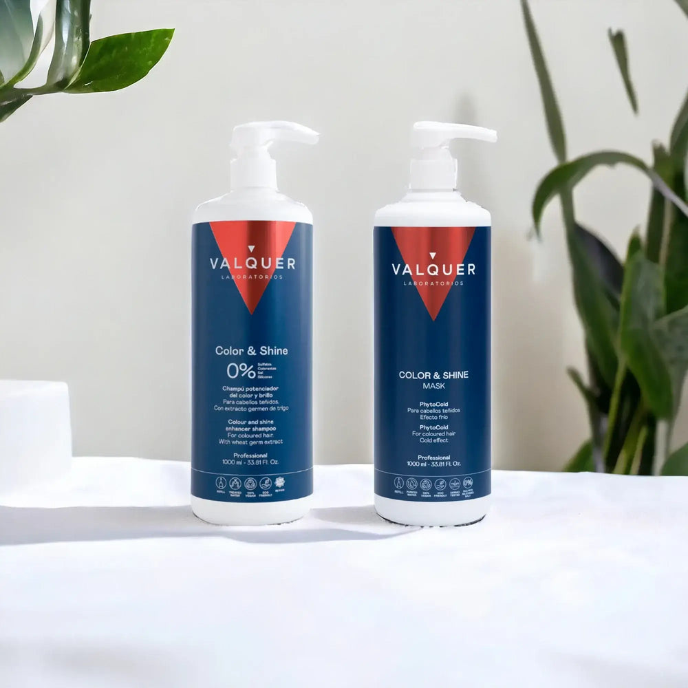 Valquer Pack Potenciador Color y Brillo para Cabellos Teñidos - Champú y Mascarilla - 1000 ml + 975 ml