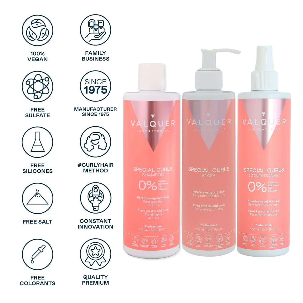 Valquer Pack Método Curly - Champú, Mascarilla y Acondicionador - 975 ml