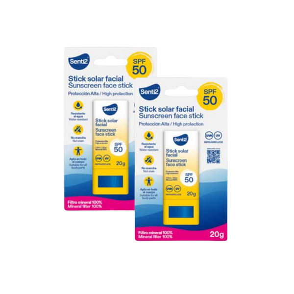 Pack 2 Senti2 Stick solar facial SPF50