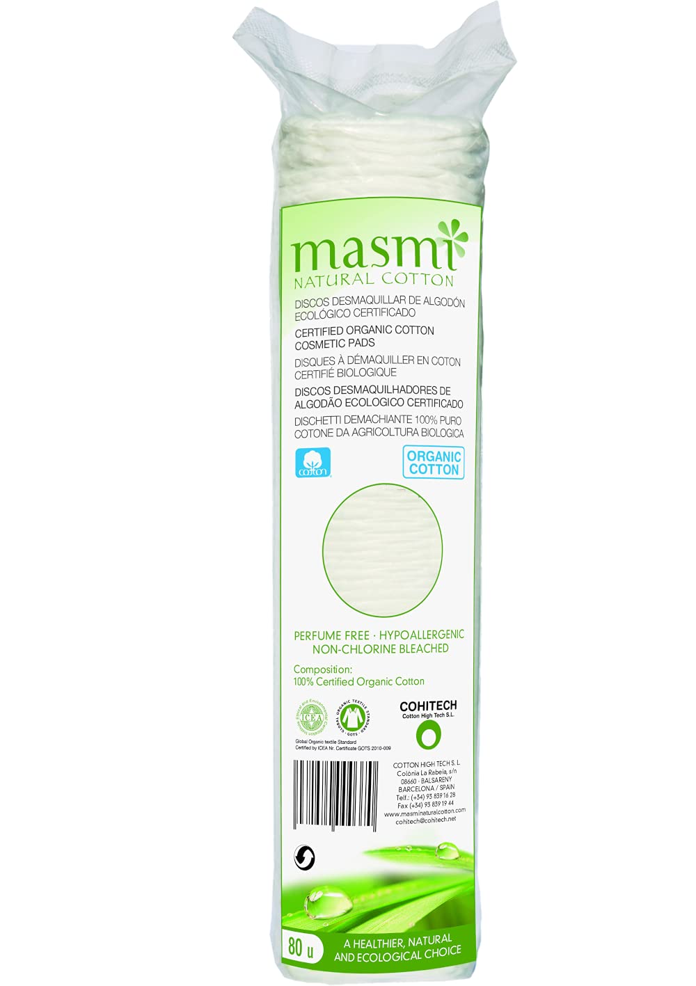 Masmi Discos Desmaquillar Natural Cotton 80 uds