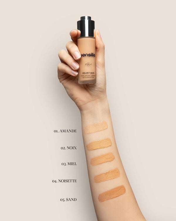 Sensilis Velvet Skin Base de Maquillaje 2 en 1 con Ácido Hialurónico 01 Amande 30 ml