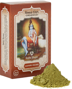 Radhe Shyam Spiritual Sky Henna Castaño Oscuro Polvo Radhe 100 gr