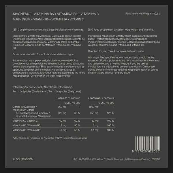 Aldous Magnesio 950 mg GPSR 8437020622585