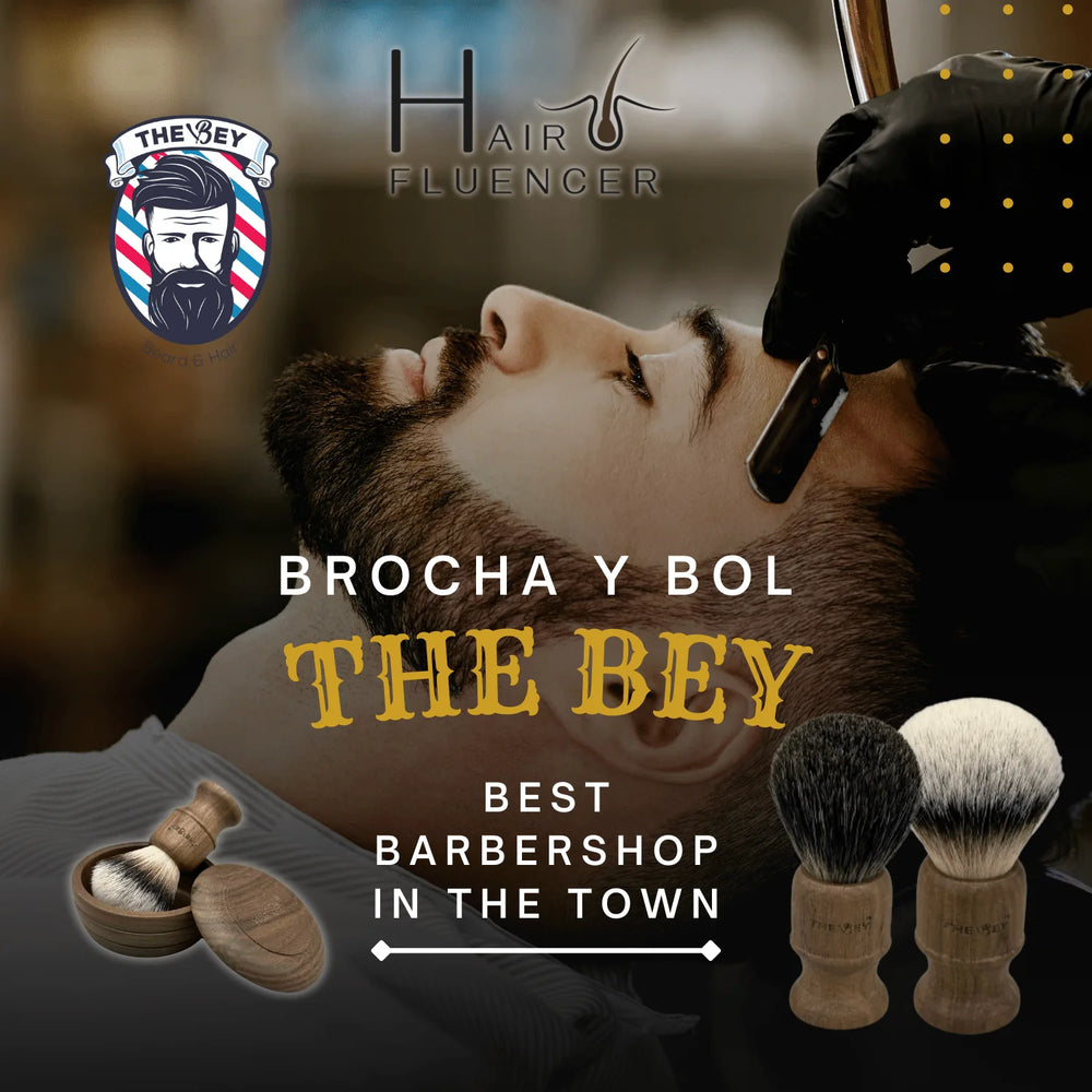 Hairfluencer The Bey Bol y brocha de afeitado de madera de nogal
