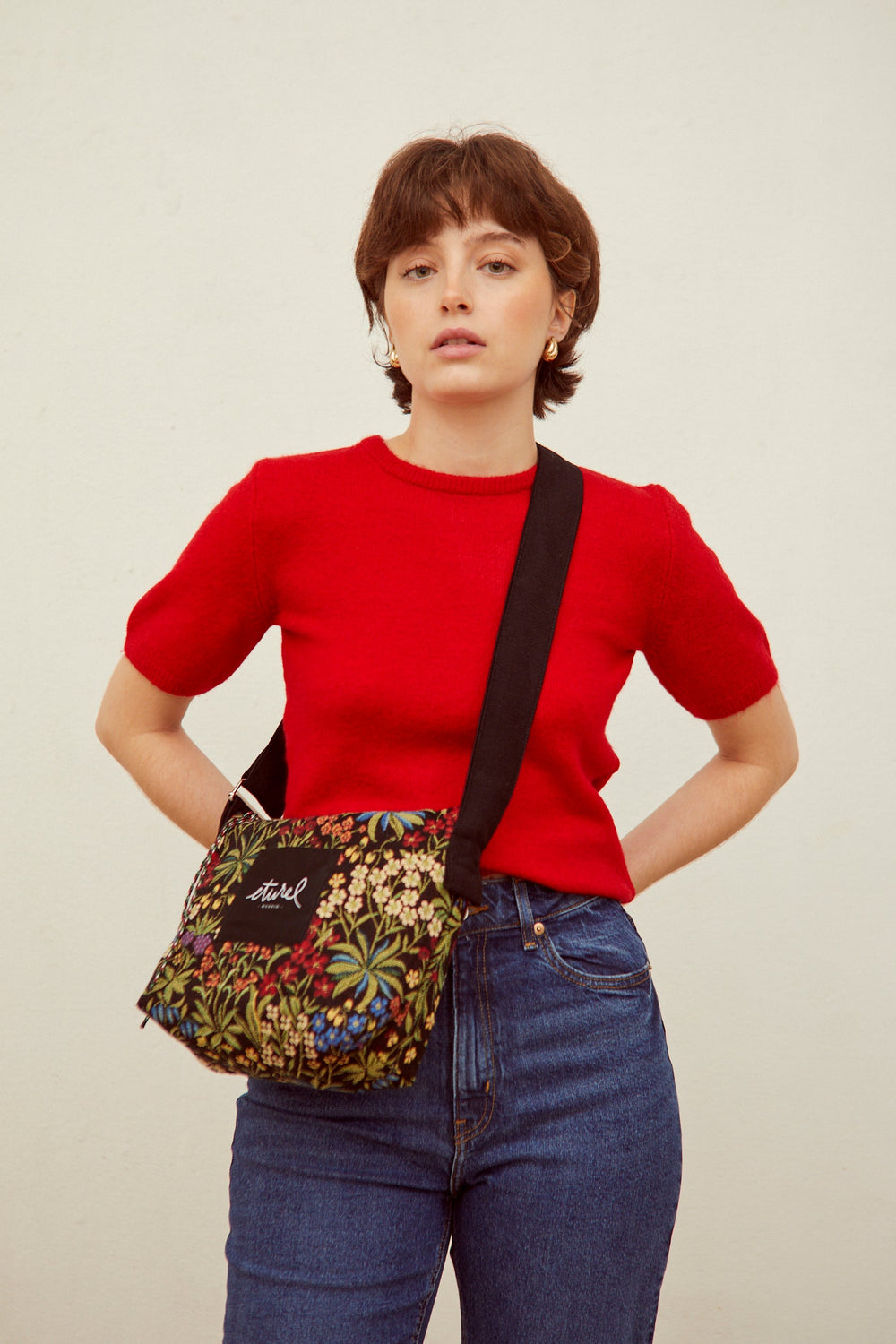 Eturel Bolso bandolera tejido jacquard margaritas